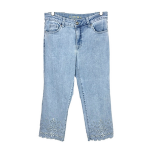 Laura Petites embroidered denim capri